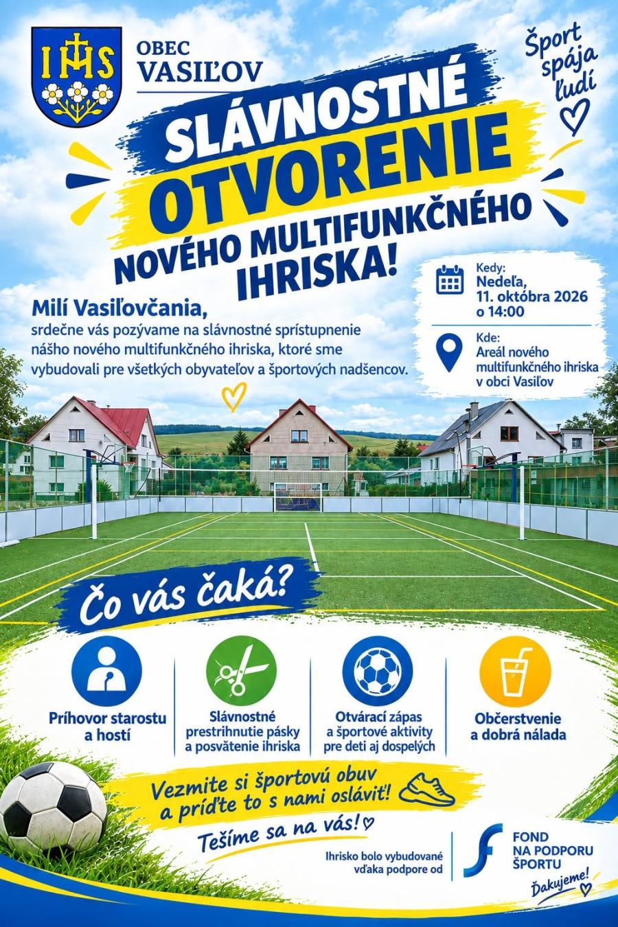 Nové multifunkčné ihrisko v obci Vasiľov. FOTO OBEC VASIĽOV